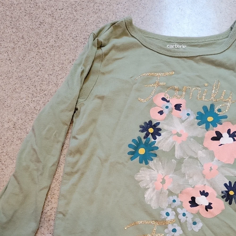 Carter's Olive Long Sleeve Tee with Floral Print SIZE 3T